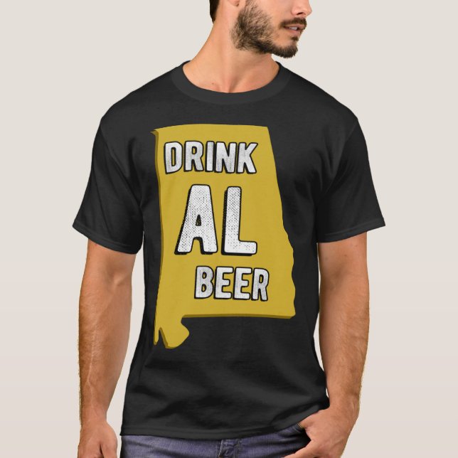 Drink AL Beer State Of Alabama Beer Birmingham Hun T Shirt (Framsida)