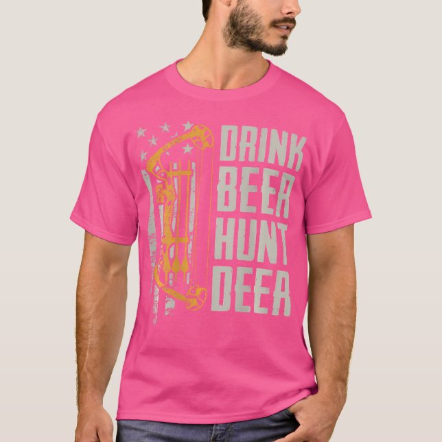 Drink Beer Hunt Hjort Bow Hunting Drinking Archery T Shirt (Framsida)
