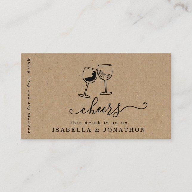 Drink Biljett, Affärskort för gratis alkoholkupong Visitkort (Framsida)