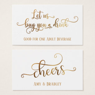 Drink Biljett Faux Guld Foil på Editable White