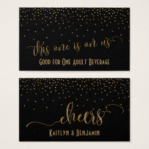 Drink Biljett, Faux Guld Glitter confetti på svar Visitkort