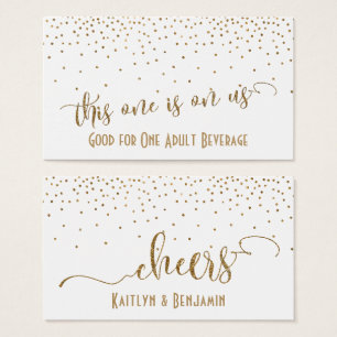 Drink Biljett, Faux Guld Glitter Confetti på White Visitkort