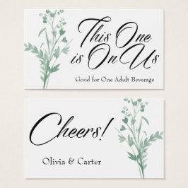 Drink Biljett, Grönt Watercolor Botanical Spray Visitkort