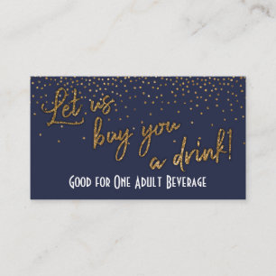 Drink Biljett, Guld Confetti på Midnight Blue Rabattkort