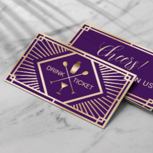 Drink Biljett Modern Lila Guld Free Drink Voucher