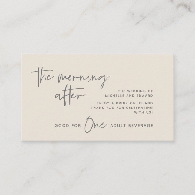 Drink Biljett, Vuxen Beverage, morgondagen efter Tilläggskort (Framsida)