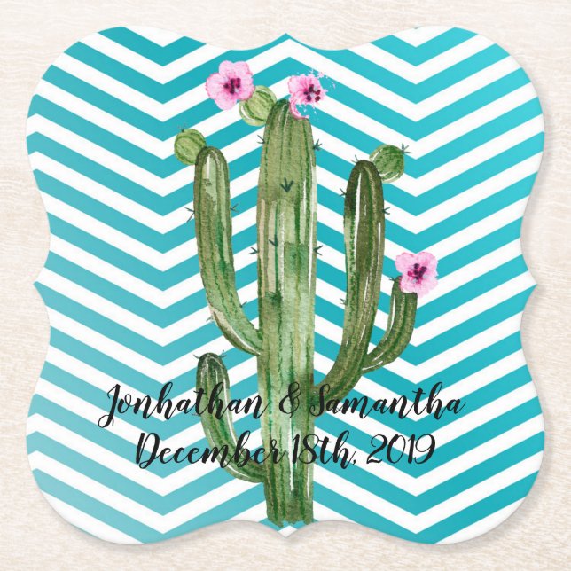 Drink Coasters Boho Cacti Cactus Succulia Bohemia Underlägg Papper (Framsida)