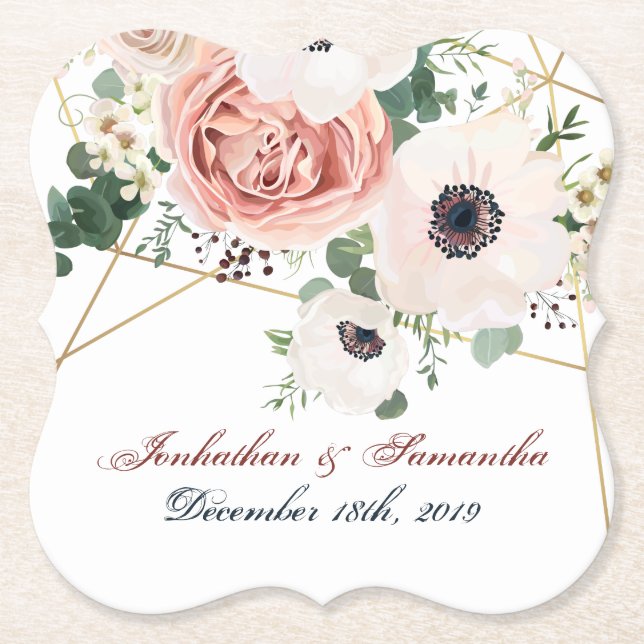 Drink Coasters Geometric Garden Ro Anemone Rusti Underlägg Papper (Framsida)