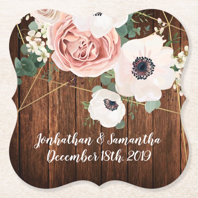 Drink Coasters Geometric Garden Ro Guld Barn Woo Underlägg Papper (Framsida)