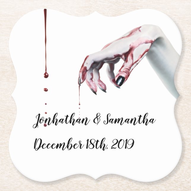 Drink Coasters Geometric Xzombie blodsdroppvampyr Underlägg Papper (Framsida)