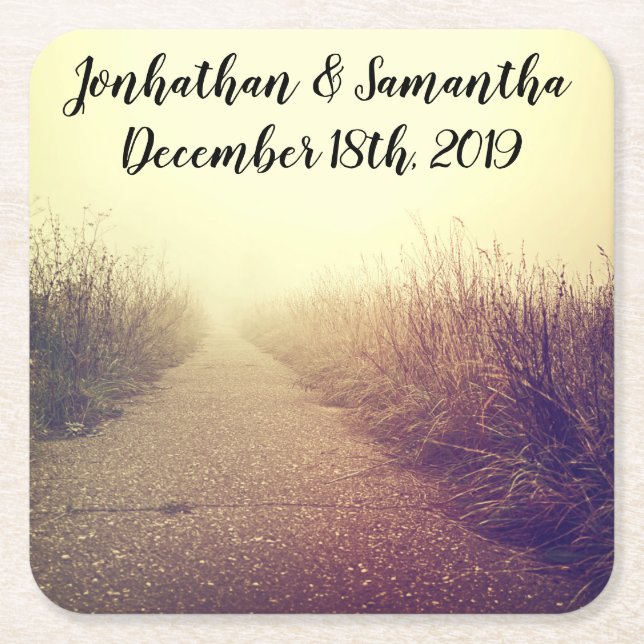 Drink Coasters Sunrise Walkway Väg Side W Underlägg Papper Kvadrat (Framsidan)