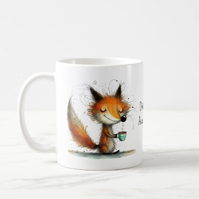Drink Coffee. Avoid Humans. Whimsical Fox Funny Kaffemugg (Vänster)