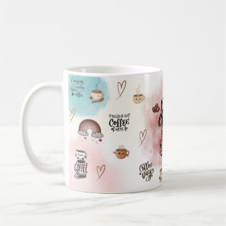“Drink Coffee & Be Kind – Cute Aesthetic Pastel  Kaffemugg