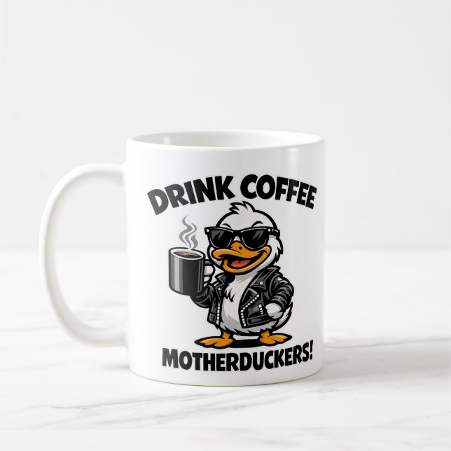 Drink Coffee Motherduckers Funny Mug Kaffemugg (Vänster)