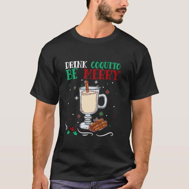 Drink Coquito Festive Puerto Rico Jul Navida T Shirt (Framsida)