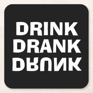 Drink Drank Drunk Black Underlägg Papper Kvadrat