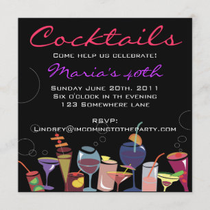 Drink för cocktailpartygrattis på inbjudningar