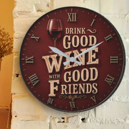 Drink Good Wine with Good Friends Stor Klocka