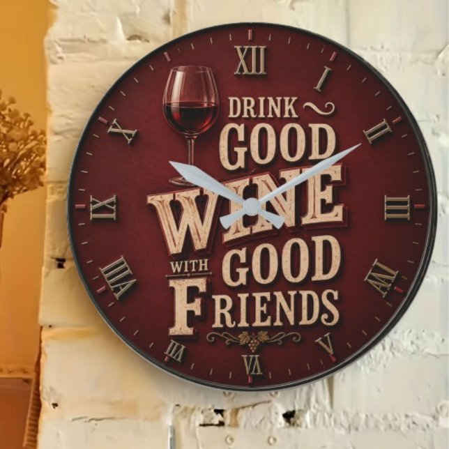 Drink Good Wine with Good Friends Stor Klocka (Skapare uppladdad)
