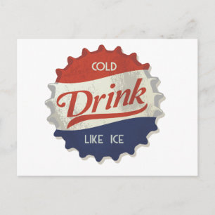 Drink Ice Kall Cola Flaska Cap Vykort