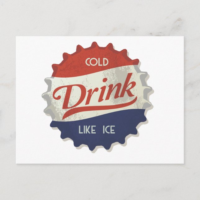 Drink Ice Kall Cola Flaska Cap Vykort (Framsida)