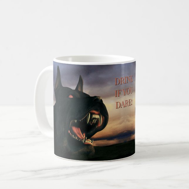 Drink If You Dare! Big, black dog Kaffemugg (Framsida vänster)