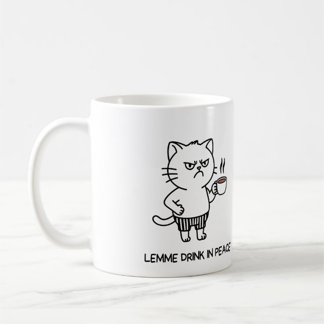 Drink in Peace Introvert Coffee Grumpy Cat Mugg (Vänster)