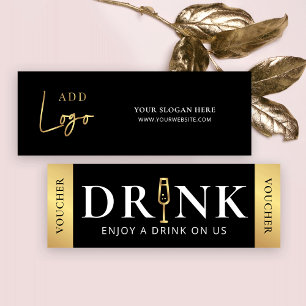 Drink-kupcher för Business Event Black & Guld Logo Mini Visitkort