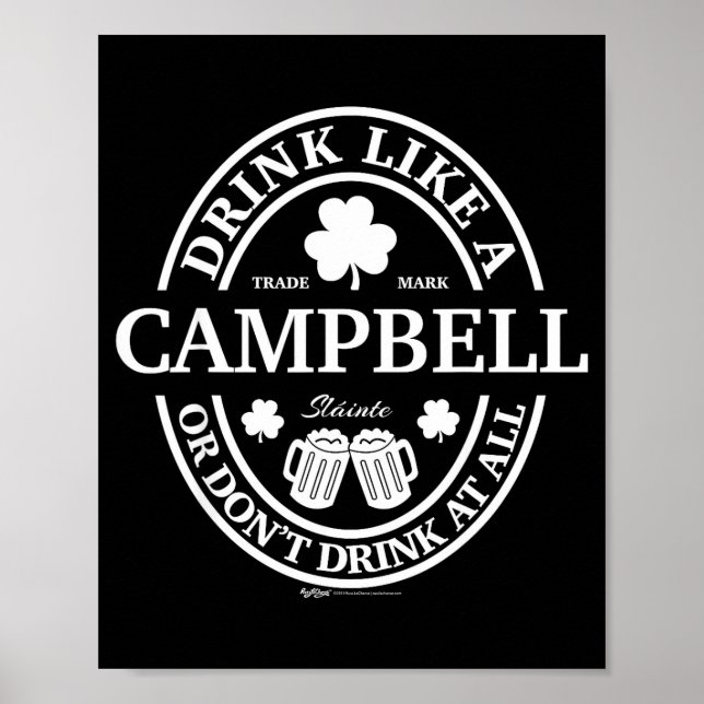 Drink Like A Campbell Shamrock St Patricks Day  Poster (Framsidan)