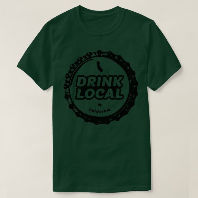 Drink Local California Craft Beer Flaska Cap T Shirt (Design framsida)