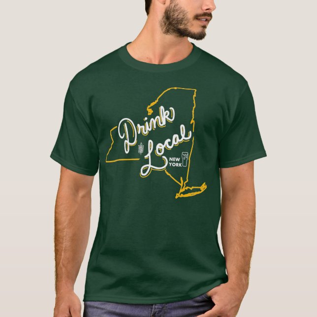 Drink Local New York State Conline Craft Beer T Shirt (Framsida)