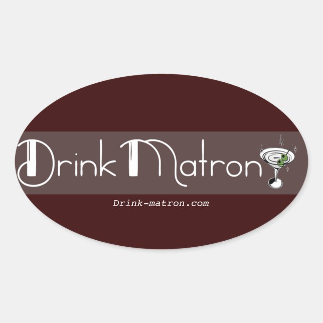 Drink Matron Stickers Ovalt Klistermärke (Framsida)