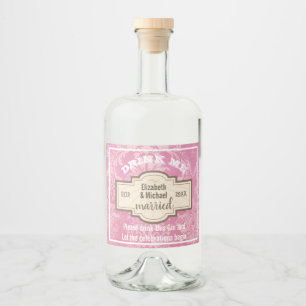 DRINK ME Rosa Gin Firande Bröllop Flaska Gift Spritflaskor Etikett