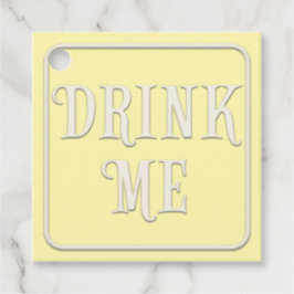 "Drink Me" Victorian Tea Party Gult Square Gåvor Etiketter