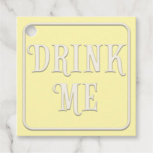 "Drink Me" Victorian Tea Party Gult Square Gåvor Etiketter