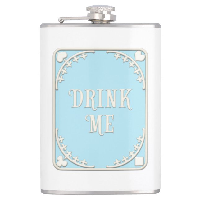 "Drink Me" Whimsical Victorian Filigree Blue Fickplunta (Framsidan)