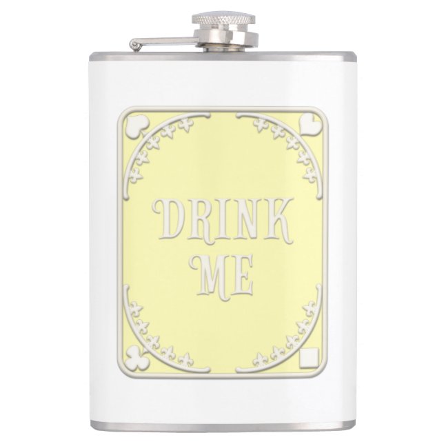 "Drink Me" Whimsical Victorian Filigree Gult Fickplunta (Framsidan)