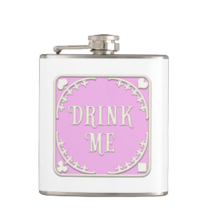 "Drink Me" Wonderland Tea Party Mauve Rosa Emblem Fickplunta