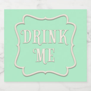 "Drink Me" Wonderland Tea Party Pastel Grönt Spritflaskor Etikett