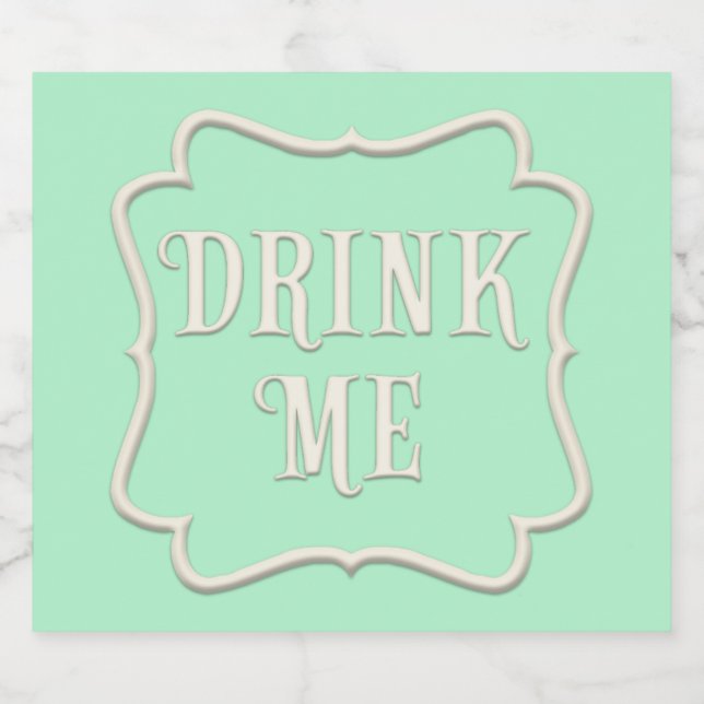 "Drink Me" Wonderland Tea Party Pastel Grönt Spritflaskor Etikett (Enkel etikett)
