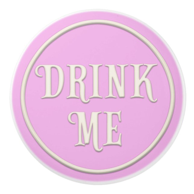 "Drink Me" Wonderland Tea Party Pastel Rosa Knopp (Framsidan)