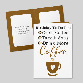 Drink more coffee white brown birthday kort