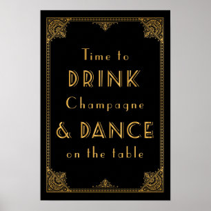 DRINK och DANCE Gatsby inspirerade bröllop Poster