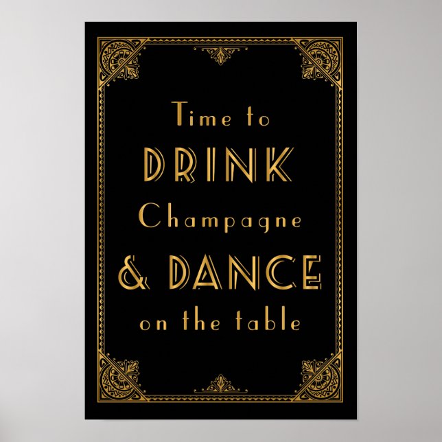 DRINK och DANCE Gatsby inspirerade bröllop Poster (Framsidan)
