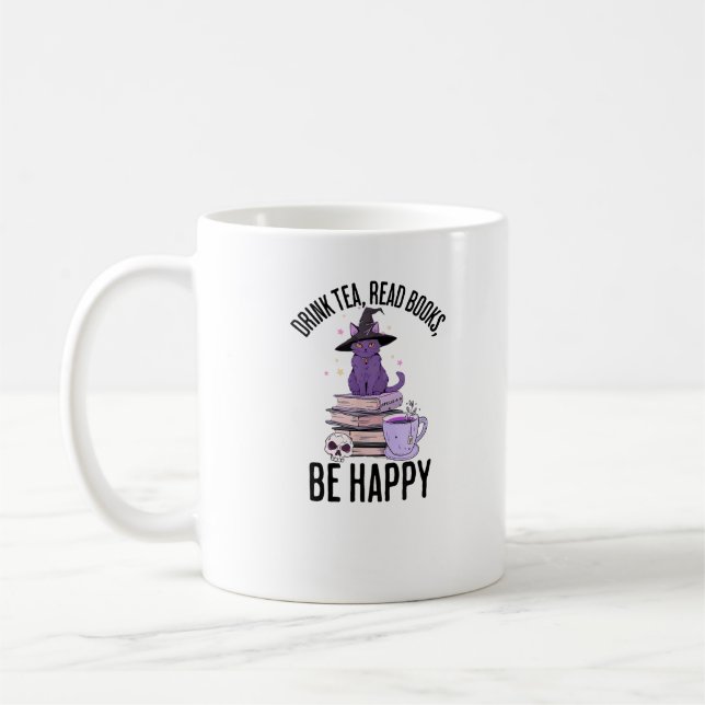 Drink Read Bokar Whimsigoth Halloween Design Desig Kaffemugg (Vänster)