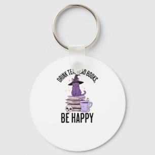 Drink Read Bokar Whimsigoth Halloween Design Desig Nyckelring