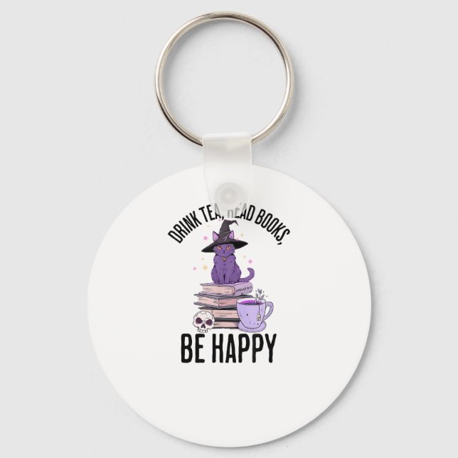 Drink Read Bokar Whimsigoth Halloween Design Desig Nyckelring (Framsida)