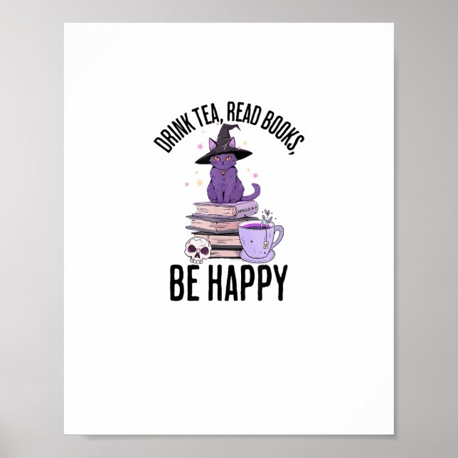 Drink Read Bokar Whimsigoth Halloween Design Desig Poster (Framsidan)