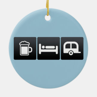 Drink, sömn och campare julgransprydnad keramik