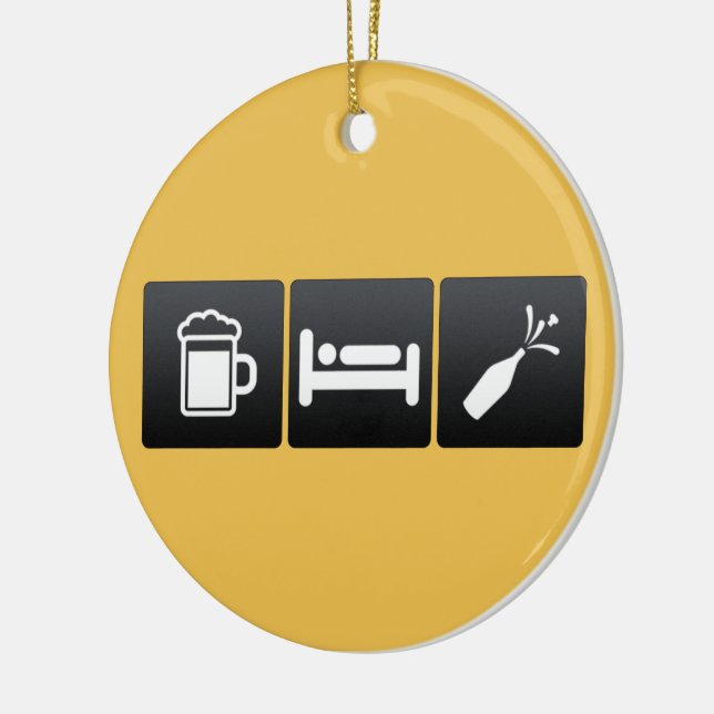 Drink, sömn och champagne julgransprydnad keramik (Vänster)